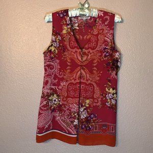 Rose and Olive Orange Floral Blouse Size XS